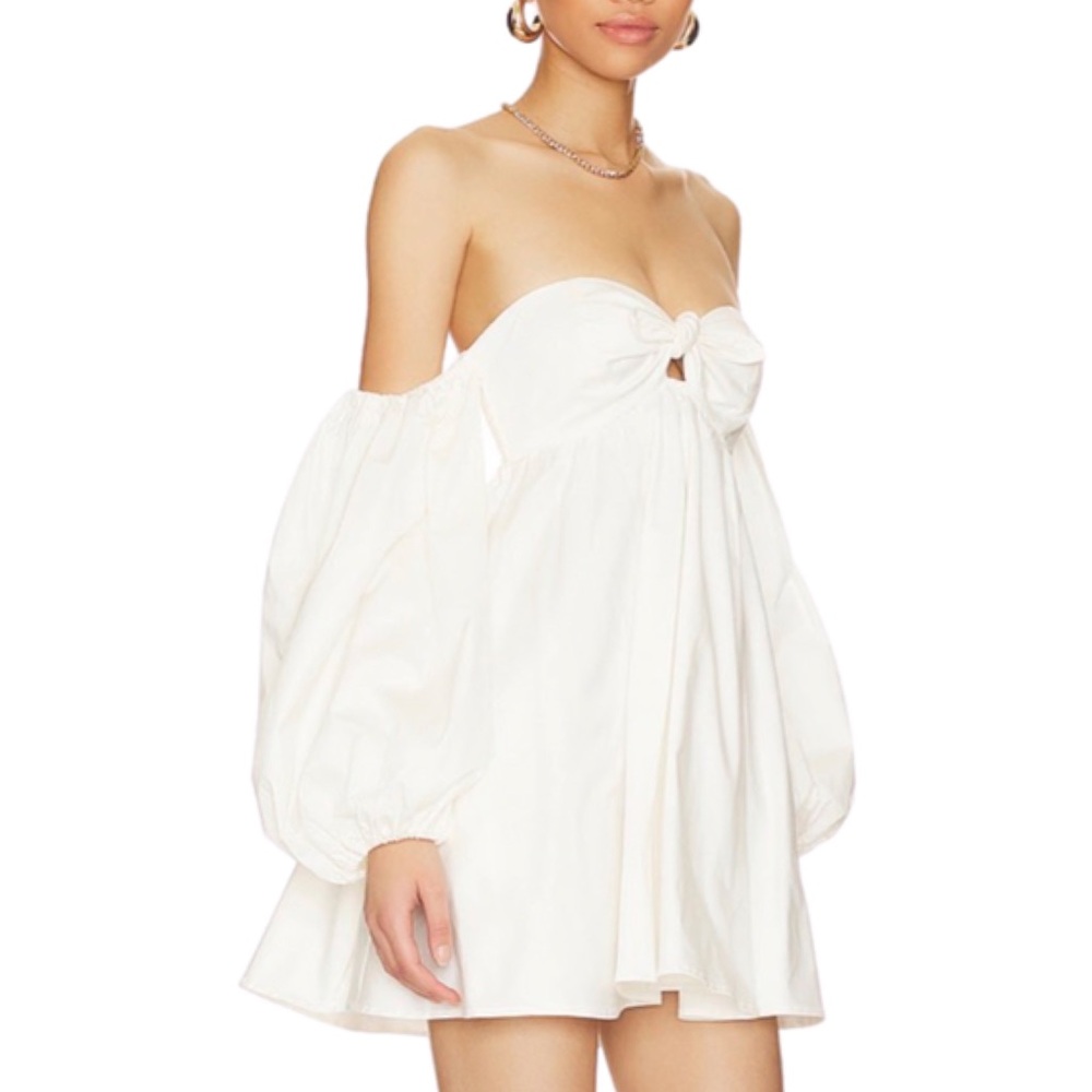 $248 For Love And Lemons Saint Lucia White Off Shoulder Smocked Mini Dress S